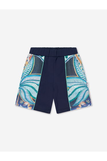 Just Cavalli Boys Khandi Fleece Bermuda Shorts in Navy