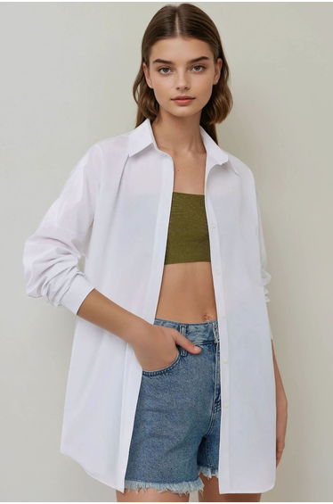 Relaxed Fit Long Sleeve Linen Blend Shirt