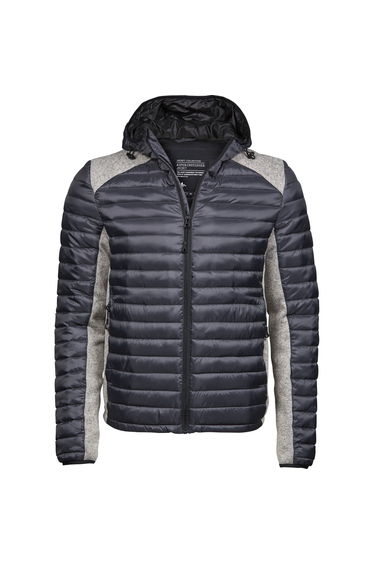 Tee Jays Mens Crossover Hooded Padded Outdoor Jacket - Space Grey/Grey Melange