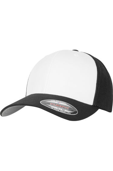 Flexfit by Yupoong Adults Unisex Coloured Front Mesh Trucker Cap - Black/White