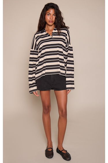 Washed Black Raw Hem Detail Mid Rise Denim Hotpants