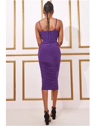 City Goddess Cut Out Ruched Midi With Drawstring - Purple - 1