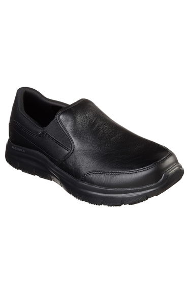 Skechers Mens Leather Flex Advantage SR - Bronwood Slip On Shoes - Black