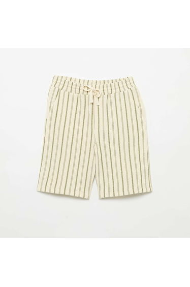 Striped Knit Shorts BEIGE