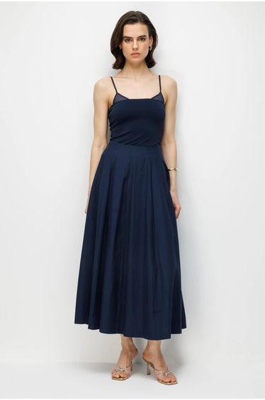 MIXRAY High Waist Midi Skirt