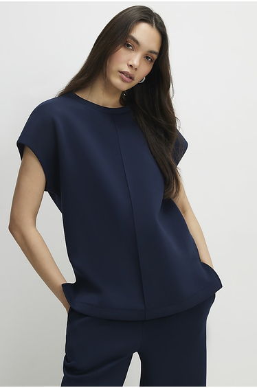 Navy Premium Twill Short Sleeve Top