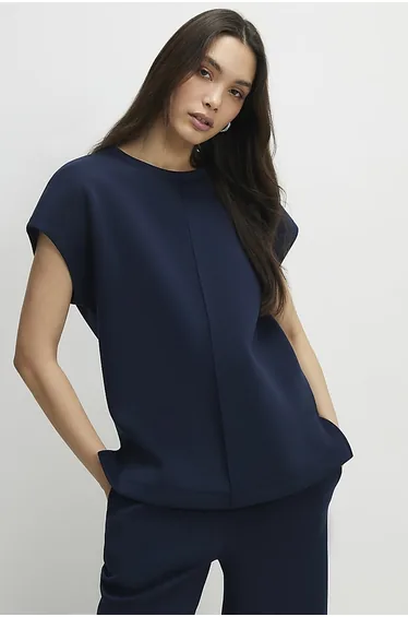 Navy Premium Twill Short Sleeve Top