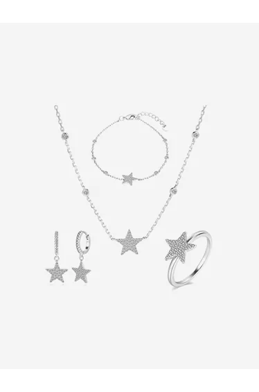 Secret Spoils Girls Star 5 Piece Jewellery Set in Silver (40cm)