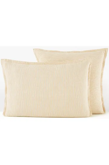 Limona Yellow Striped 100% Washed Linen Pillowcase