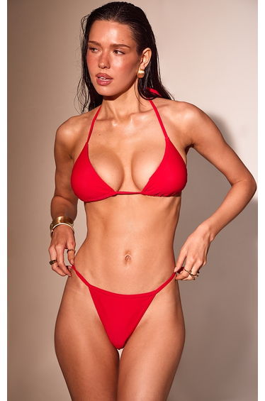 Red Basic Triangle Bikini Top