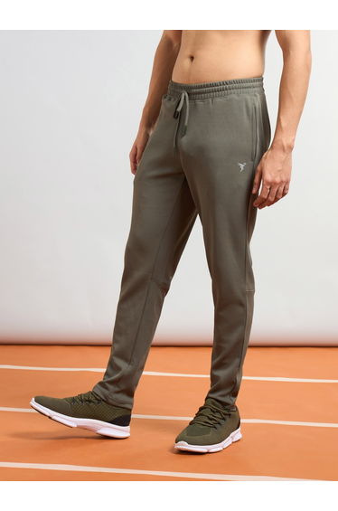 Men Green Solid 4-Way Stretch Track Pants