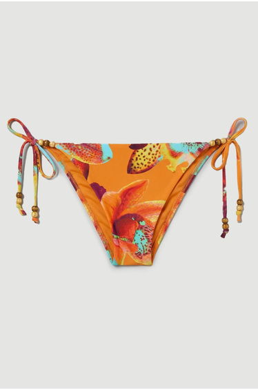 Reversible Photographic Floral Bikini Bottom With Bead Detail