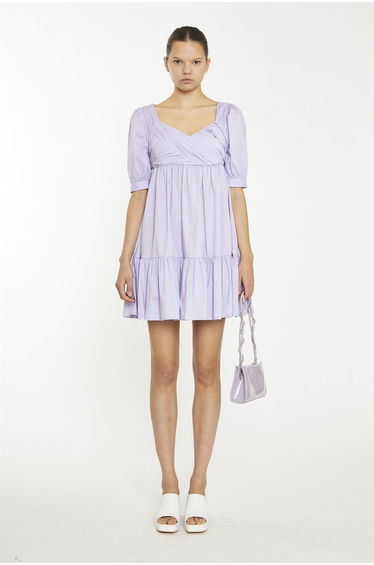 Lilac V-Neck Frill Mini Dress