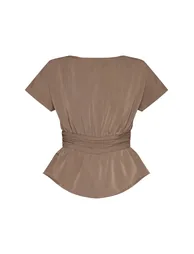 Khaki High Neck Peplum Jumpsuit - 4