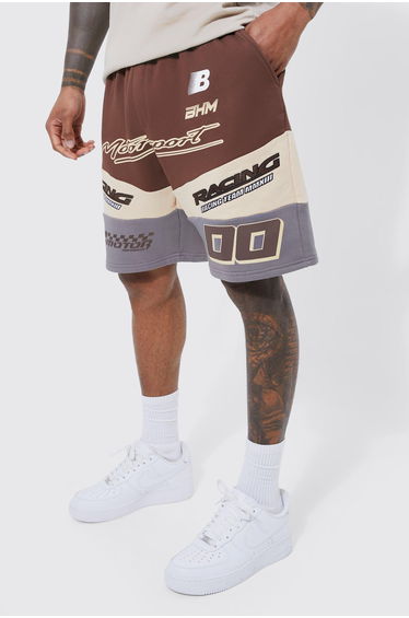 Realxed Fit Colour Block Moto Short - brown