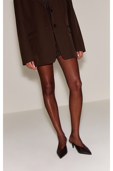 Chocolate Python Pointed Toe Heeled Mule