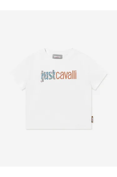 Just Cavalli Kids Benal Logo T-Shirt in White