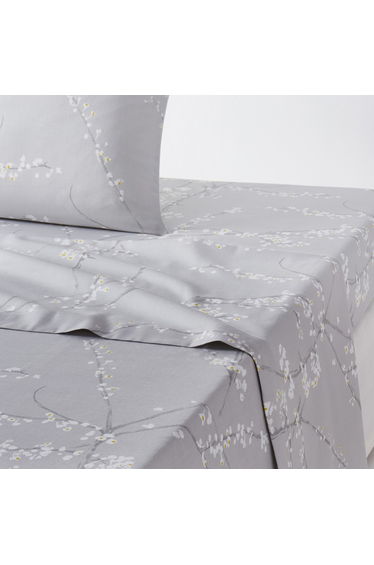 NATSUMI Floral Print Cotton Satin Flat Sheet