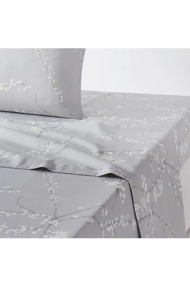 شرشف سرير قطن ساتان بطبعة أزهار