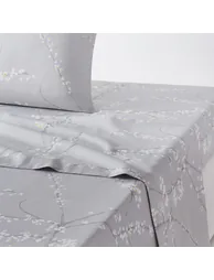 NATSUMI Floral Print Cotton Satin Flat Sheet