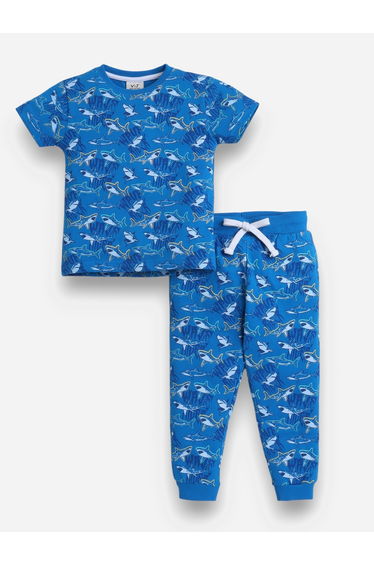 All-Over Printed Cotton T-Shirt and Pyjama Set