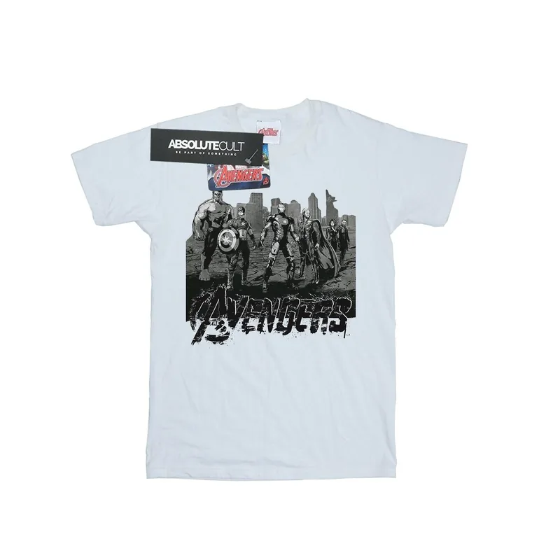 Marvel Mens Avengers Mono Team Art T-Shirt - White - 1