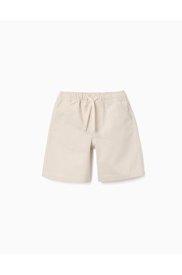 Long cotton shorts with drawstring Carolina Celas x Zippy for boys, beige