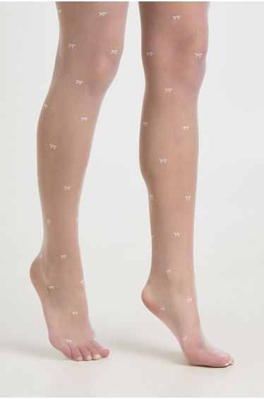Mini Bow Detail Sheer Tights - white