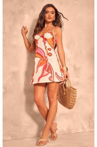 Orange Floral Shift Dress