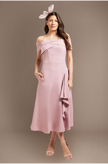 Bardot Waterfall Crepe Midi Dress