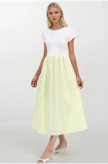 فستان تريند ألاكاتي ستايل متعدد الالوان ميداكسي على شكل حرف A