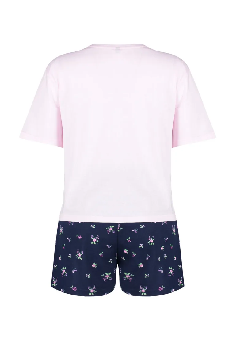 Pink Multicolor Floral Knitted Pajamas Set - 7