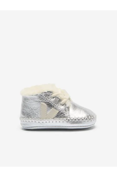 Veja Baby Leather Pierre Pre-Walker Shoes in Silver