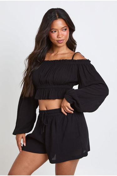 Textured Beach Short - black
