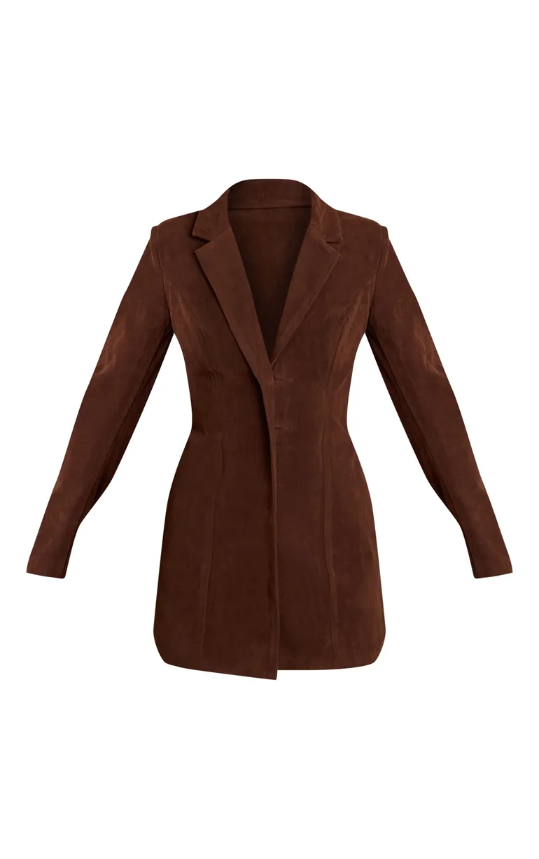 brown suede blazer dress Brown Croc Faux Suede Blazer Dress Prettylittlething Brown : Party Dresses  : VogaCloset Oman