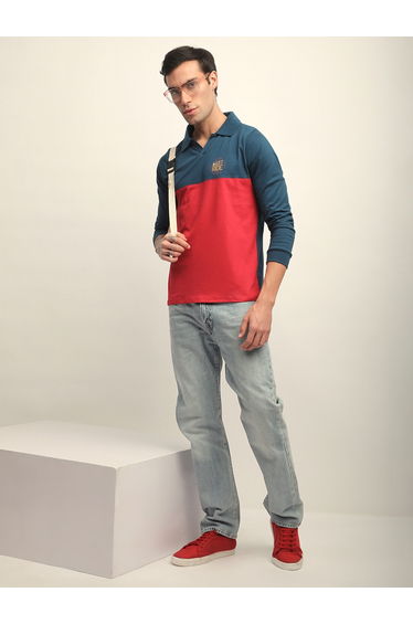 Men Color Block Regular Fit Polo