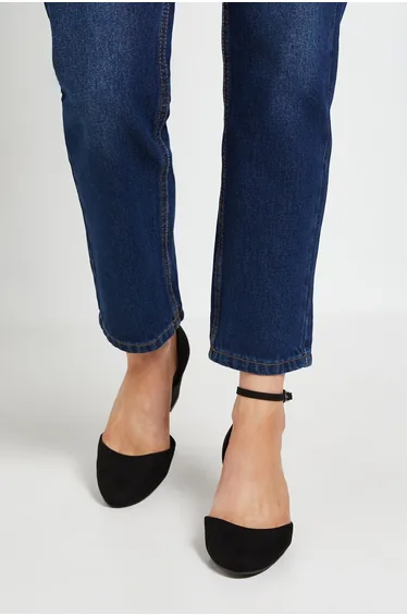 Wide Fit Nuria Faux Suede Medium Wedge Court Shoes