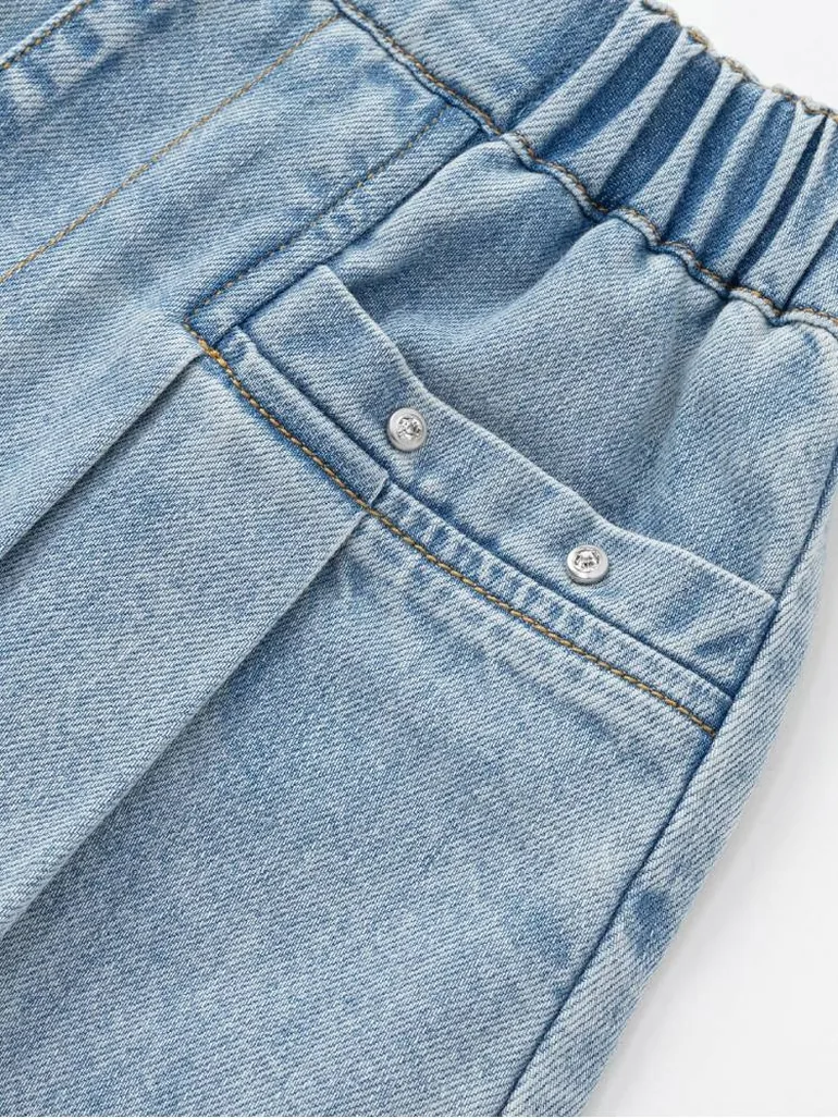 Girls' Pleated Denim Mini Skirt - 4