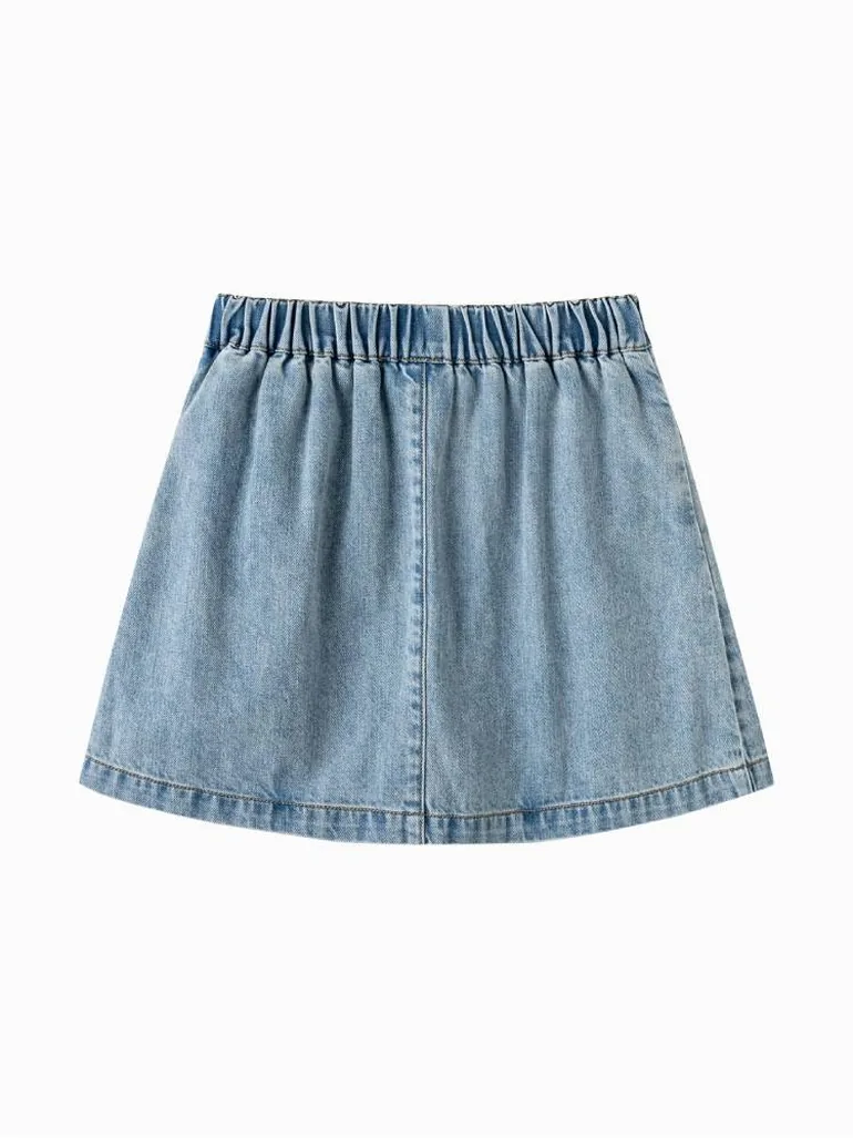Girls' Pleated Denim Mini Skirt - 2