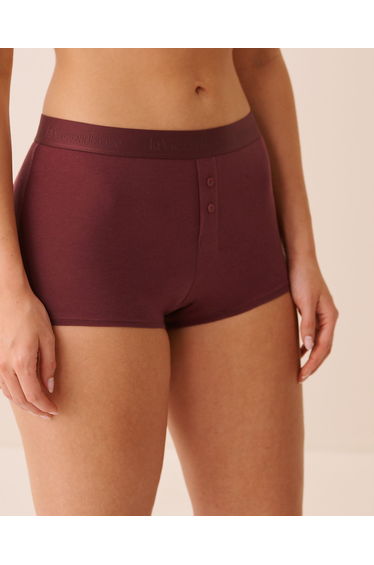Cotton and Logo Elastic Band High Waist Boyshort Panty