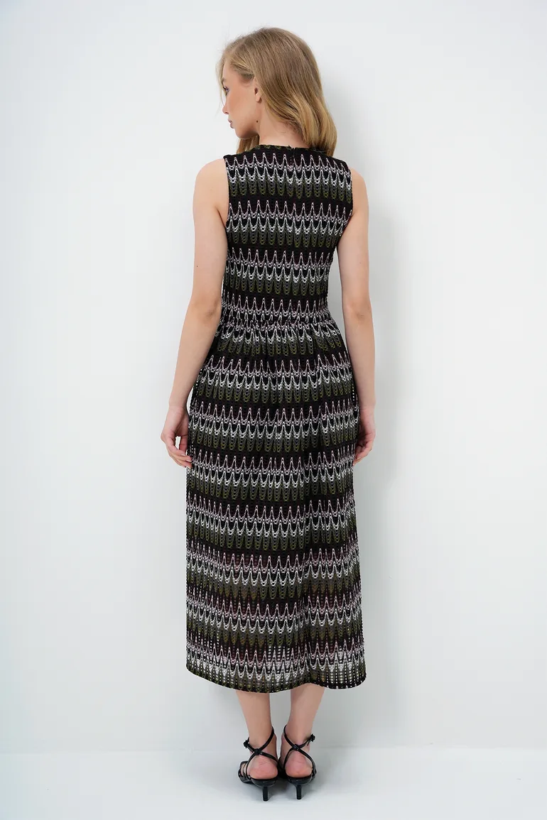 فستان تريند ألاكاتي ستايل متعدد الالوان ميداكسي على شكل حرف A - 6