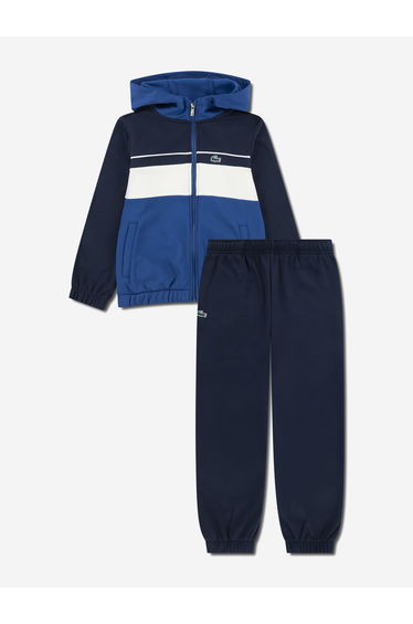 Lacoste Boys Front Stripe Full Zip Tracksuit in Blue
