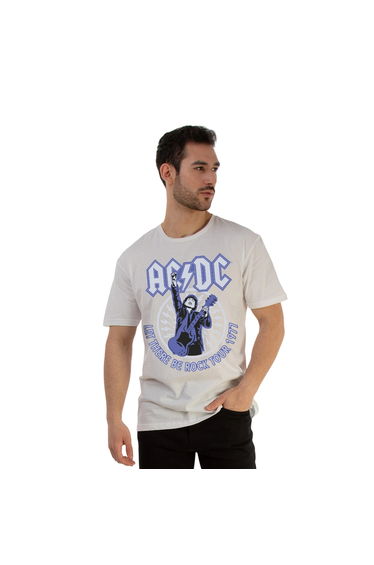 AC/DC Mens Let There Be Rock Cotton T-Shirt - White