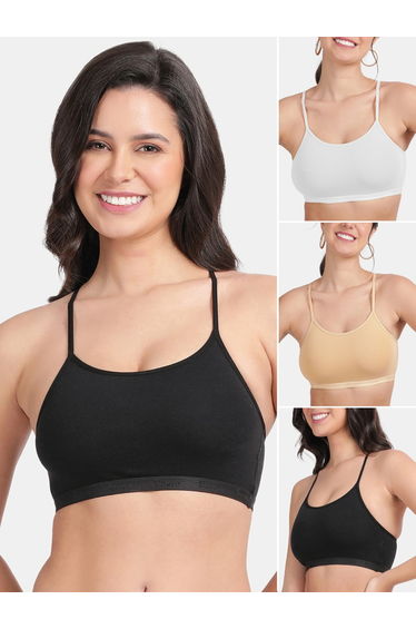 Pack of 3 - Cotton Non-Padded Crop Top Bra