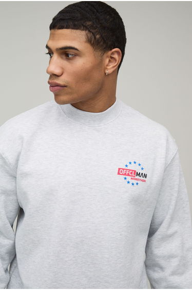 Oversized Boxy Sport Graphic Sweatshirt - ash grey