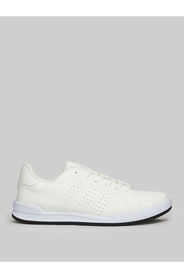 Men Off White Perforated Sneakers
