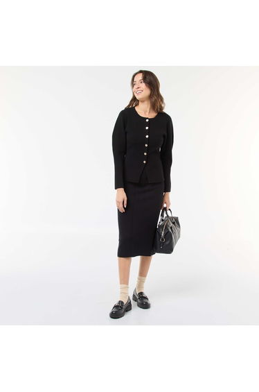 Cardigan with Gold Buttons BLACK