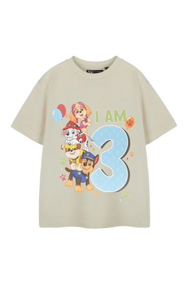 Paw Patrol Boys I Am 3 Short-Sleeved Birthday T-Shirt - Beige
