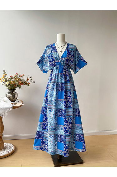 Women Floral Printed Flutter Sleeve Midi Dress