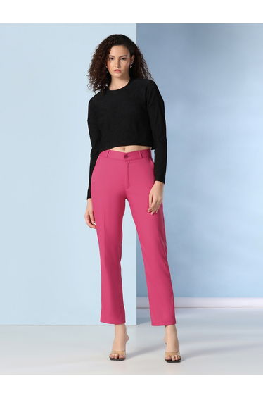 Hot Pink Straight Fit Trousers